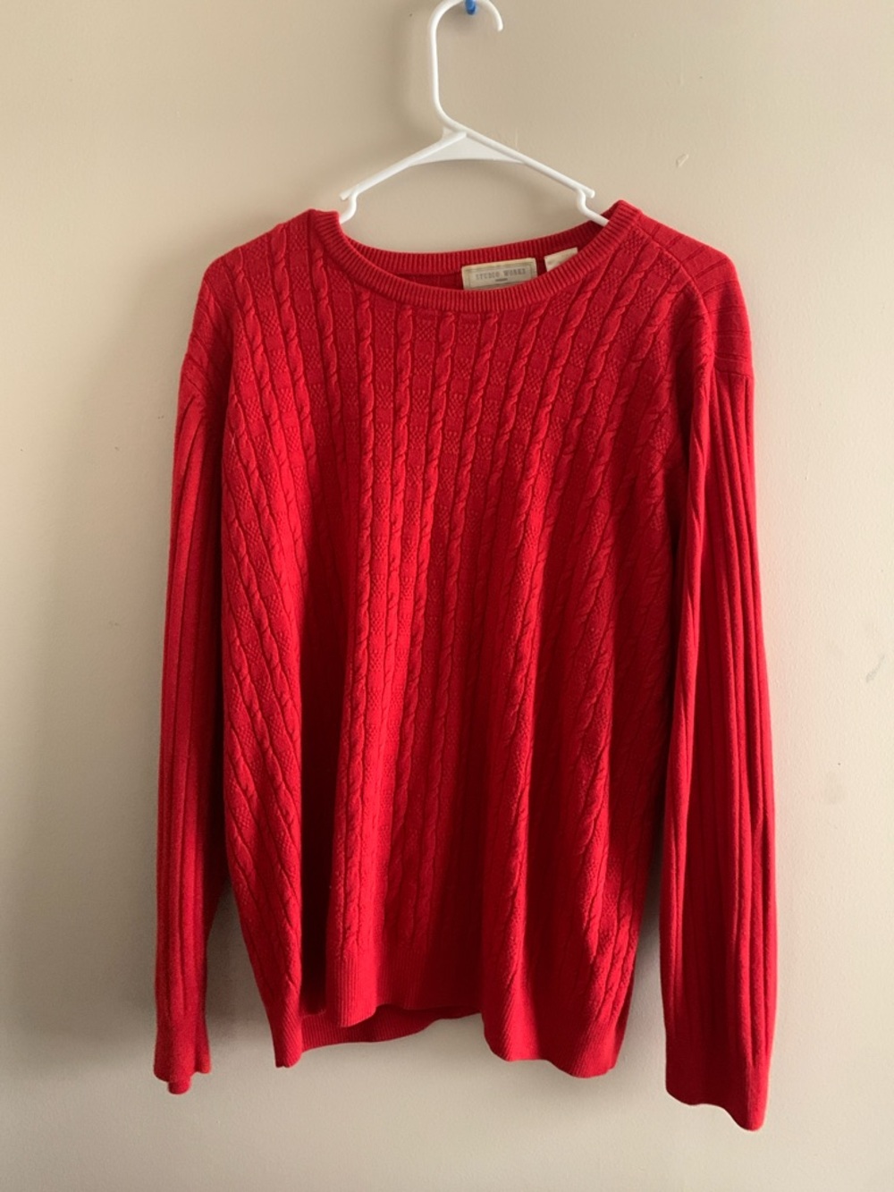 Studio Works Red Cable-Knit Crewneck Sweater